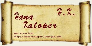 Hana Kaloper vizit kartica